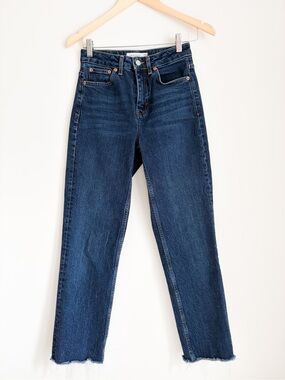 Topshop High Rise Comfort Stretch Straight Leg Jeans - Size 26 - Dark Wash